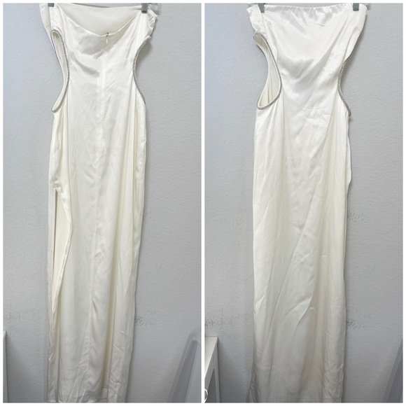 MESHKI Lawry Diamante Cut Out Maxi Dress White Size Medium - Picture 2 of 4